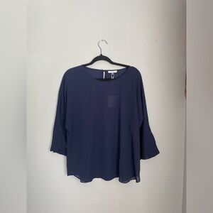 SIONI Plus Satellite Blue Chiffon 3/4 Bell Sleeve Blouse. Size XL BNWT 🩵